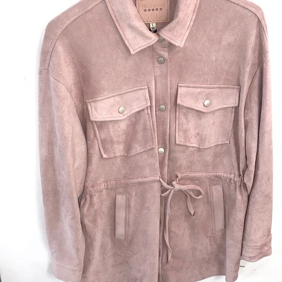 (A54) Blank NYC  Think Pretty Shirt, Faux Suede Shacket, Blush, Size Large, NWT - Picture 6 of 12